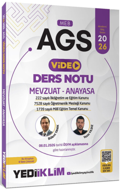 2026 MEB-AGS Mevzuat-Anayasa Video Ders Notu Yediiklim Yayınları Panda Fotokopi & Baskı Merkezi