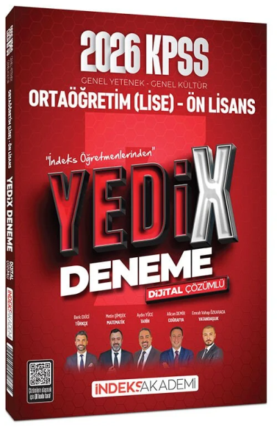 2026 KPSS Lise Ortaöğretim Ön Lisans YEDİX 7 Deneme Çözümlü İndeks Akademi Yayıncılık Panda Fotokopi & Baskı Merkezi