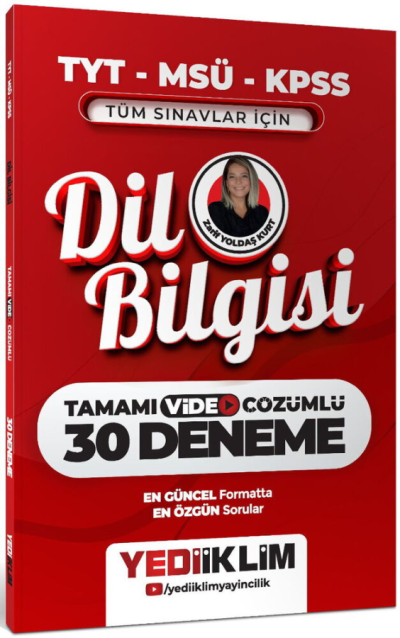 2027 TYT MSÜ KPSS Dil Bilgisi Tamamı Video Çözümlü Tüm Sınavlar için 30 Deneme Yediiklim Yayınları Panda Fotokopi & Baskı Merkezi
