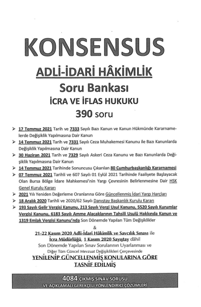 KONSENSUS ADLİ İDARİ HAKİMLİK SORU BANKASI İCRA VE İFLAS HUKUKU Panda Fotokopi & Baskı Merkezi