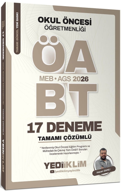 ÖABT MEB-AGS Okul Öncesi Öğretmenliği 17 Deneme Çözümlü - Hasan Sanlı Yediiklim Yayınları Panda Fotokopi & Baskı Merkezi