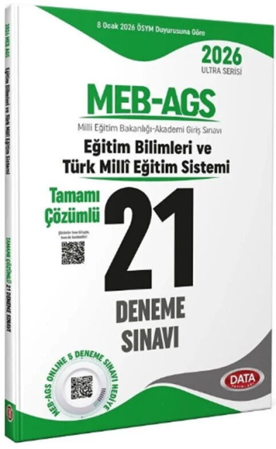 2026 MEB-AGS Eğitim Bilimleri ve Türk Milli Eğitim Sistemi 21 Deneme Çözümlü Ultra Serisi Data Yayınları