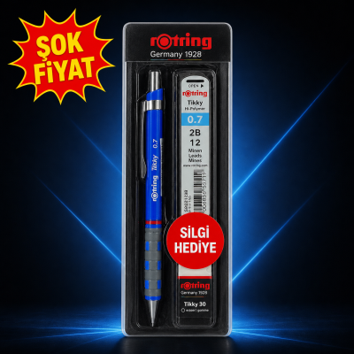 Rotring Tikky 0.7 Uçlu Kalem 2B Kalem Ucu Silgi li 3'lü Set Panda Fotokopi & Baskı Merkezi