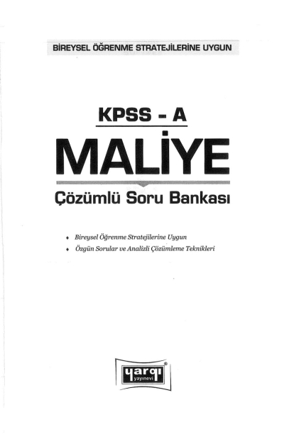 MALİYE ÇÖZÜMLÜ SORU BANKASI
