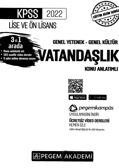 2022 KPSS LİSE VE ÖNLİSANS VATANDAŞLIK KONU ANLATIMI Panda Fotokopi & Baskı Merkezi