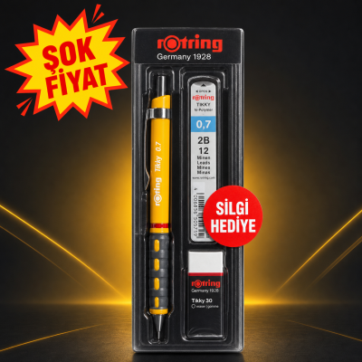 Rotring Tikky 0.7 Uçlu Kalem 2B Kalem Ucu Silgi li 3'lü Set Panda Fotokopi & Baskı Merkezi