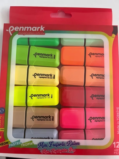 PENMARK 12'Lİ FOSFORLU KALEM SETİ Panda Fotokopi & Baskı Merkezi
