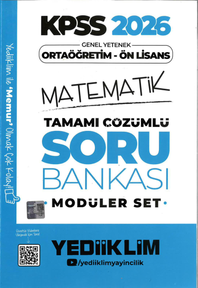 2026 KPSS Lise Ortaöğretim Ön Lisans Soru Bankası Çözümlü Modüler MATEMATİK Yediiklim Yayınları Panda Fotokopi & Baskı Merkezi