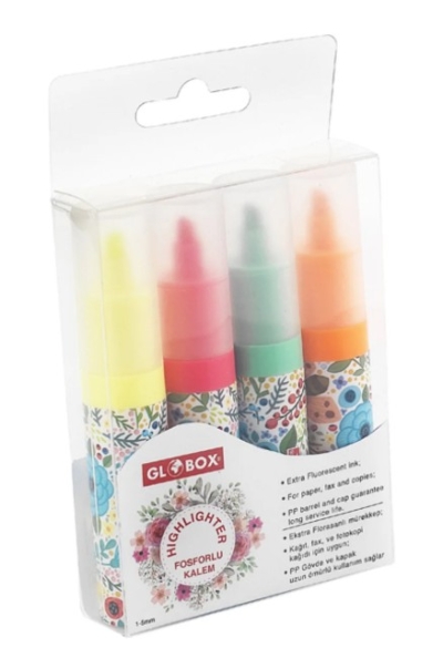 Globox Fosforlu Kalem Baskılı 4 Lü Set Panda Fotokopi & Baskı Merkezi