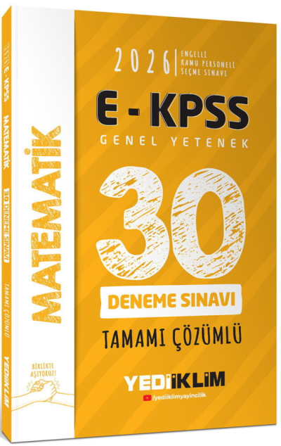 2026 E-KPSS Tüm Adaylar İçin Genel Yetenek Matematik Tamamı Çözümlü 30 Deneme Sınavı Yediiklim Yayınları Panda Fotokopi & Baskı Merkezi
