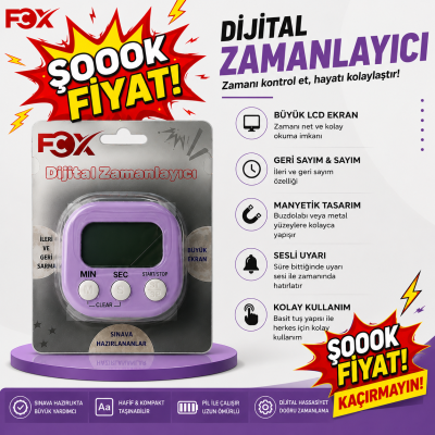 Öğrenci Kronometresi Dijital Zamanlayıcı Mıknatıslı FCZ-100 (Lila) Panda Fotokopi & Baskı Merkezi
