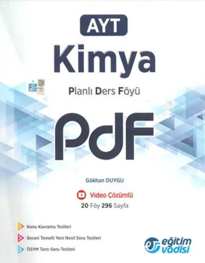 AYT Kimya Planlı Ders Föyü PDF Eğitim Vadisi Yayınları