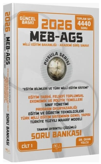 2026 MEB-AGS Eğitim Bilimleri Eğitim Temelleri-Sınıf Yönetimi-Öğretim Teknolojileri-Maarif Modeli Soru Bankası Çözümlü Pusula Serisi CBA Yayınları Panda Fotokopi & Baskı Merkezi