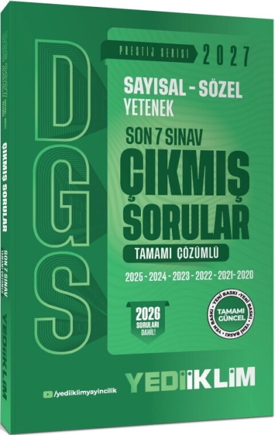 2027 DGS Sayısal Sözel Yetenek Son 7 Sınav Tamamı Çözümlü Çıkmış Sorular Yediiklim Yayınları Panda Fotokopi & Baskı Merkezi