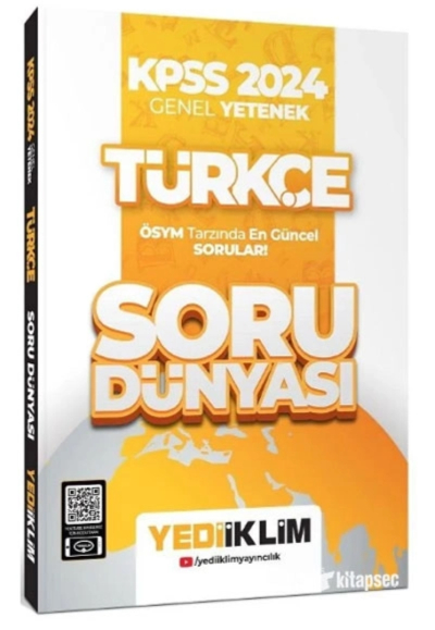 2024 KPSS Türkçe Soru Dünyası Soru Bankası Çözümlü Yediiklim Yayınları
