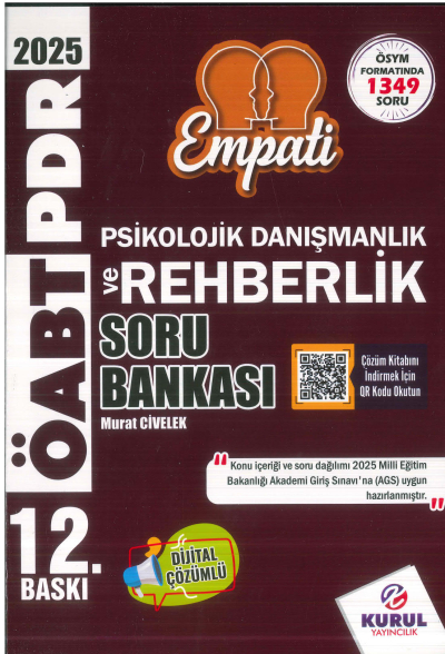 2025 AGS ÖABT Empati Psikolojik Danışmanlık ve Rehberlik Çözümlü Soru Bankası Kurul Yayıncılık Panda Fotokopi & Baskı Merkezi