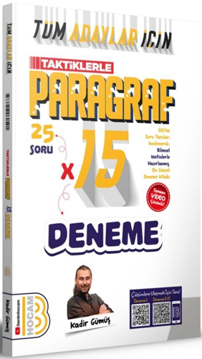 Tüm Adaylar İçin Taktiklerle Paragraf Tamamı Video Çözümlü 15 Deneme Benim Hocam Yayınları