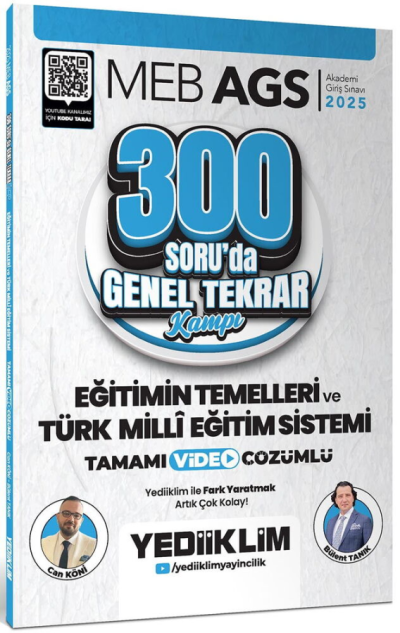 2025 MEB AGS Eğitimin Temelleri ve Türk Milli Eğitim Sistemi 300 Soruda Tamamı Video Çözümlü Genel Tekrar Kampı Yediiklim Yayınları Panda Fotokopi & Baskı Merkezi