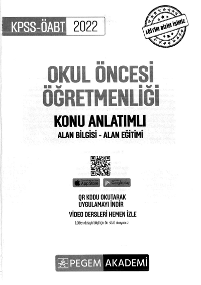 OKUL ÖNCESİ ÖĞRETMENLİĞİ KONU ANLATIMLI ALAN BİLGİSİ- ALAN EĞİTİMİ Panda Fotokopi & Baskı Merkezi