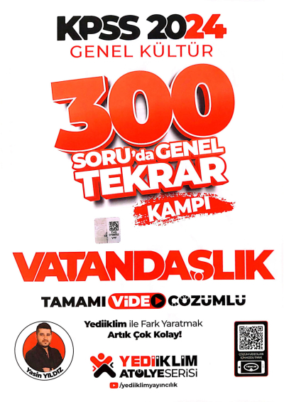 2024 KPSS Genel Kültür Vatandaşlık 300 Soruda Tamamı Video Çözümlü Genel Tekrar Kampı Yediiklim Yayınları Panda Fotokopi & Baskı Merkezi