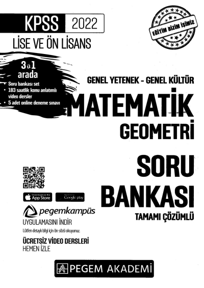 2022 KPSS LİSE VE ÖNLİSANS MATEMATİK GEOMETRİ SORU BANKASI Panda Fotokopi & Baskı Merkezi