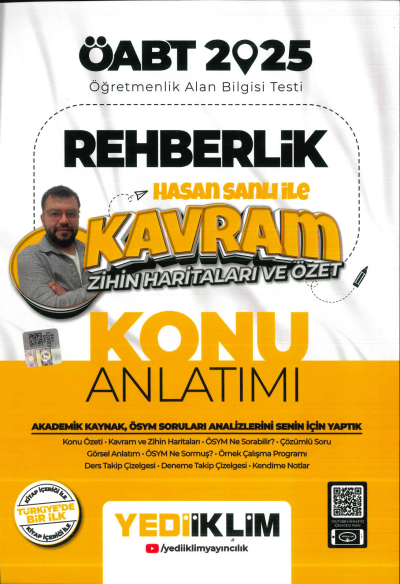 2025 ÖABT Rehberlik Hasan Sanlı ile Kavram Zihin Haritaları ve Özet Konu Anlatımı Yediiklim Yayınları