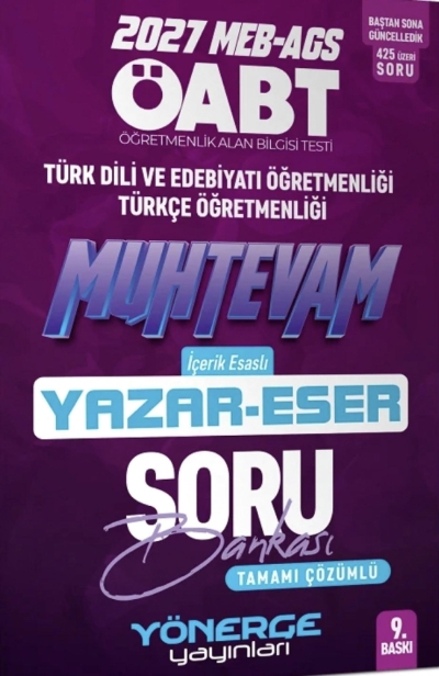 ÖABT MEB-AGS Türk Dili Edebiyatı Türkçe Öğretmenliği Muhtevam Yazar Eser Soru Bankası Çözümlü Yönerge Yayınları Panda Fotokopi & Baskı Merkezi