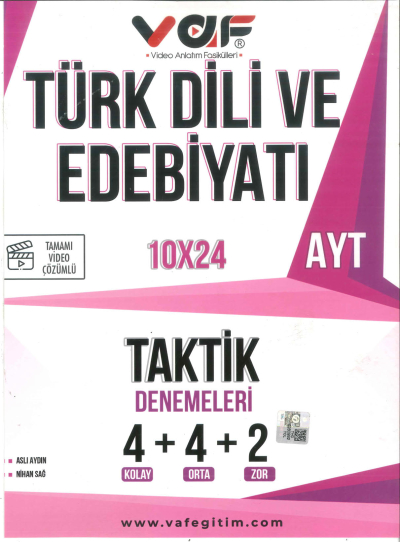 AYT Türk Dili ve Edebiyatı Taktik Bende 10 x 24 Denemeleri Vaf Yayınları Panda Fotokopi & Baskı Merkezi