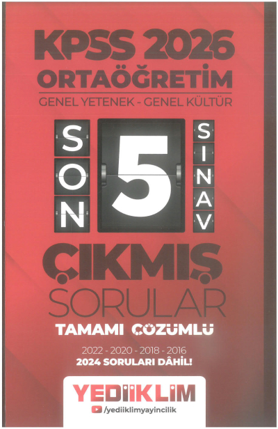 2026 Ortaöğretim Genel Yetenek - Genel Kültür Tamamı Çözümlü Son 5 Sınav Çıkmış Sorular 2024 Soruları Dahil Yediiklim Yayınları Panda Fotokopi & Baskı Merkezi