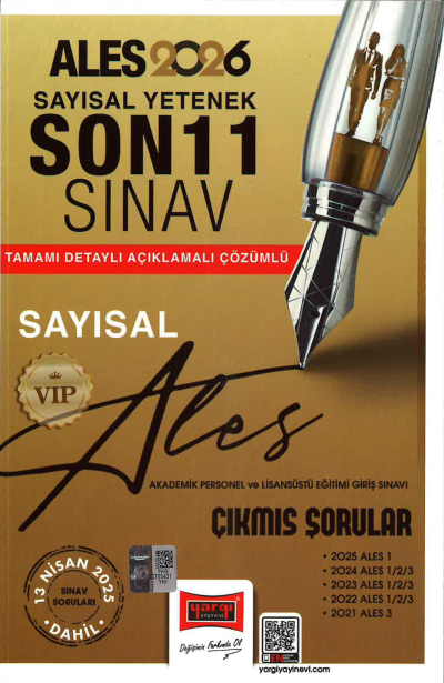 2026 ALES VIP Sayısal Yetenek Son 11 Sınav Çıkmış Sorular (13 Nisan 2025 Sınavı Dahil) Yargı Yayınları SAYISAL BÖLÜM Panda Fotokopi & Baskı Merkezi
