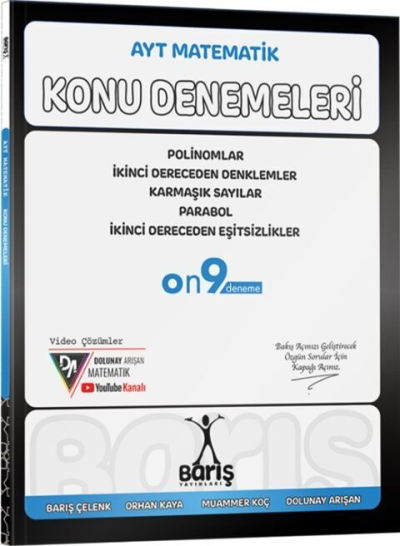 AYT Matematik Polinomlar İkinci Dereceden Denklemler Eşitsizlikler Karmaşık Sayılar Parabol Konu Denemeleri Barış Yayınları Panda Fotokopi & Baskı Merkezi