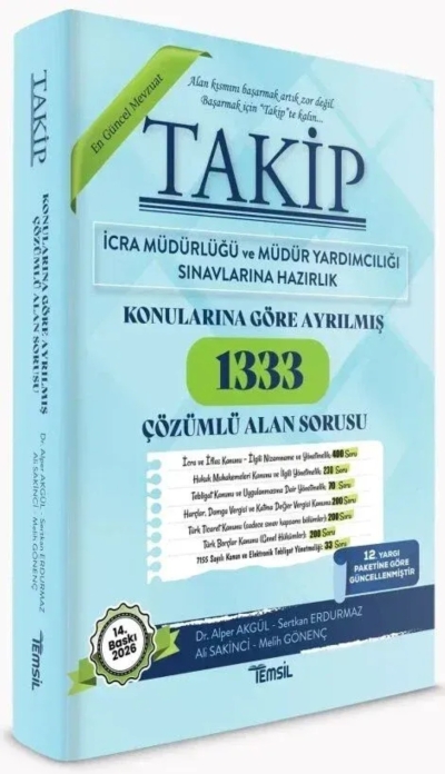TAKİP İcra Müdürlüğü ve Yardımcılığı 1333 Alan Soru Bankası Çözümlü 14. Baskı Temsil Yayınları Panda Fotokopi & Baskı Merkezi