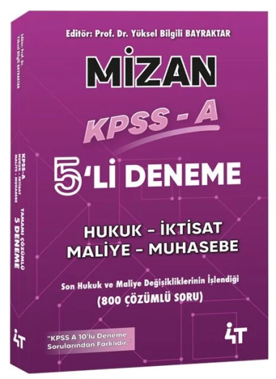 KPSS A Grubu MİZAN 5 Deneme Çözümlü 4T Yayınları Panda Fotokopi & Baskı Merkezi