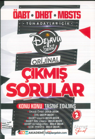 2025 ÖABT DHBT MBSTS Din Kültürü ve Ahlak Bilgisi Dejavu Orijinal Çıkmış Sorular Seti 2. Kitap TKM Akademi Panda Fotokopi & Baskı Merkezi