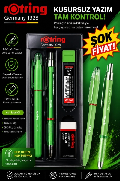 Rotring 0.7 Uçlu Kalem Jel Kalem Silgi Uç Set