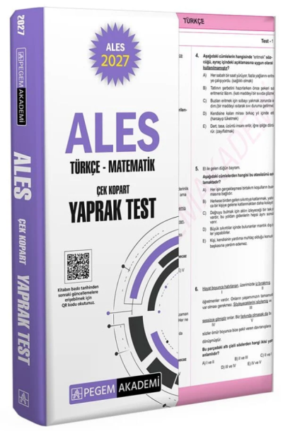 2027 ALES Türkçe Matematik Yaprak Test Pegem Akademi Panda Fotokopi & Baskı Merkezi
