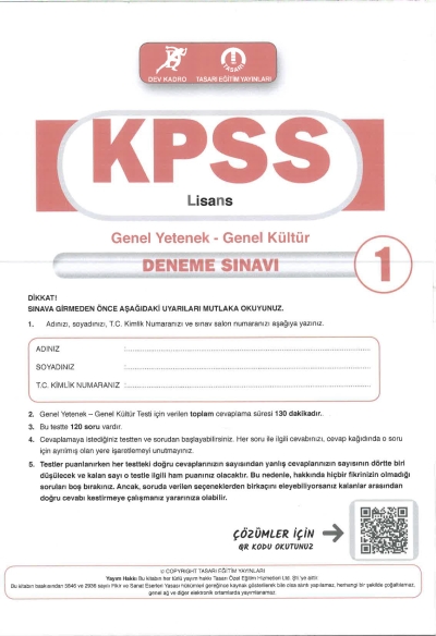 KPSS TG Deneme (1-2-3-4) Tasarı Yayınları Panda Fotokopi & Baskı Merkezi