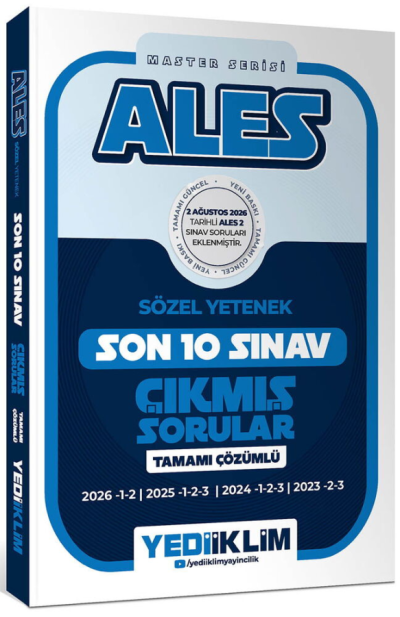 2027 ALES Sözel Yetenek Master Serisi Tamamı Çözümlü Son 10 Sınav Çıkmış Sorular Yediiklim Yayınları Panda Fotokopi & Baskı Merkezi