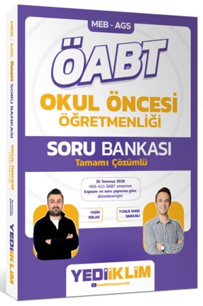MEB AGS ÖABT Okul Öncesi Öğretmenliği Tamamı Çözümlü Soru Bankası Yediiklim Yayınları Panda Fotokopi & Baskı Merkezi