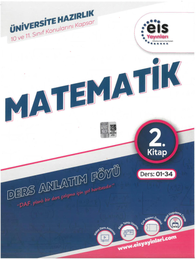 EİS Daf Matematik 2. Kitap Ders:01-34 10-11. Sınıf Konularını Kapsar Panda Fotokopi & Baskı Merkezi