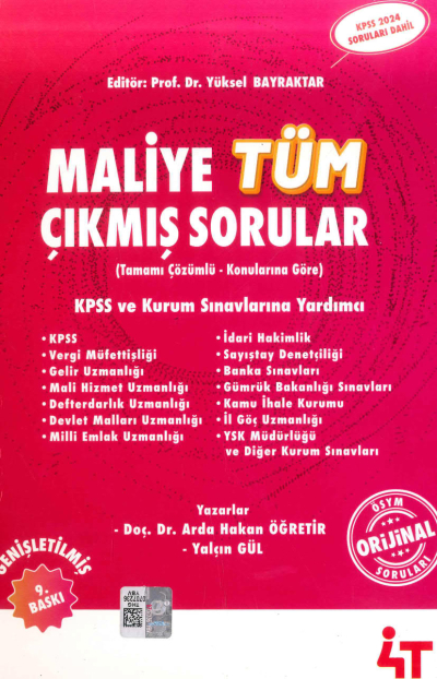 Maliye Tamamı Çözümlü Çıkmış Sorular 4T Yayınları (2024 KPSS Soruları Dahil)