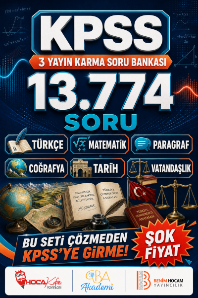 KPSS Tüm Dersler (Türkçe-Paragraf-Matematik-Coğrafya-Tarih-Vatandaşlık) 3 Yayın Karma Soru Bankası Tam 13774 Soru Panda Fotokopi & Baskı Merkezi